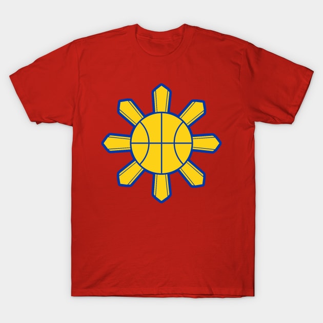 Philippine Basketball Sun (Blue Outline) T-Shirt by wijangco12